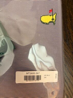 Men's Purple Striped Polo with Masters Logo - Small/Medium